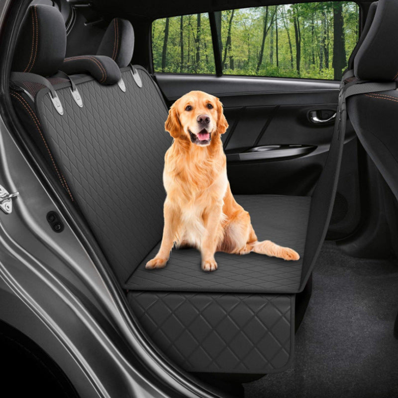 Dog Car Seat Cover with Mesh Window & Pockets