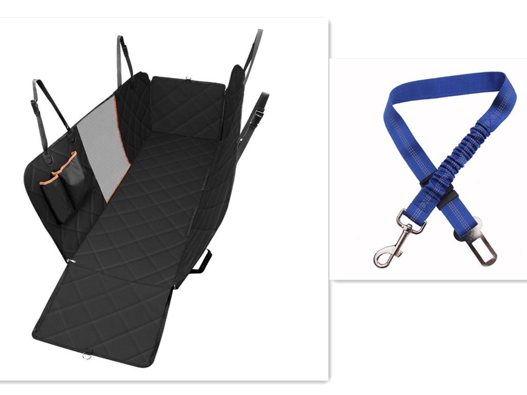 Dog Car Seat Cover with Mesh Window & Pockets