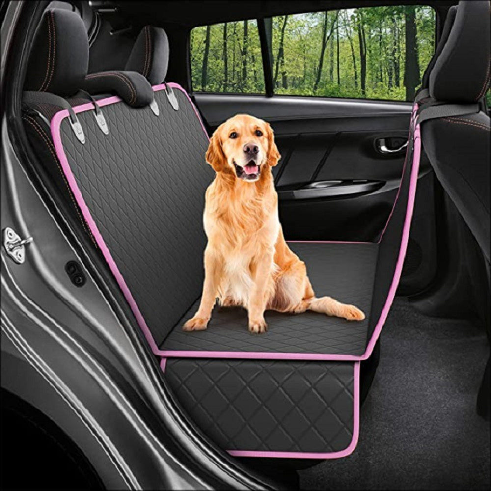 Dog Car Seat Cover with Mesh Window & Pockets