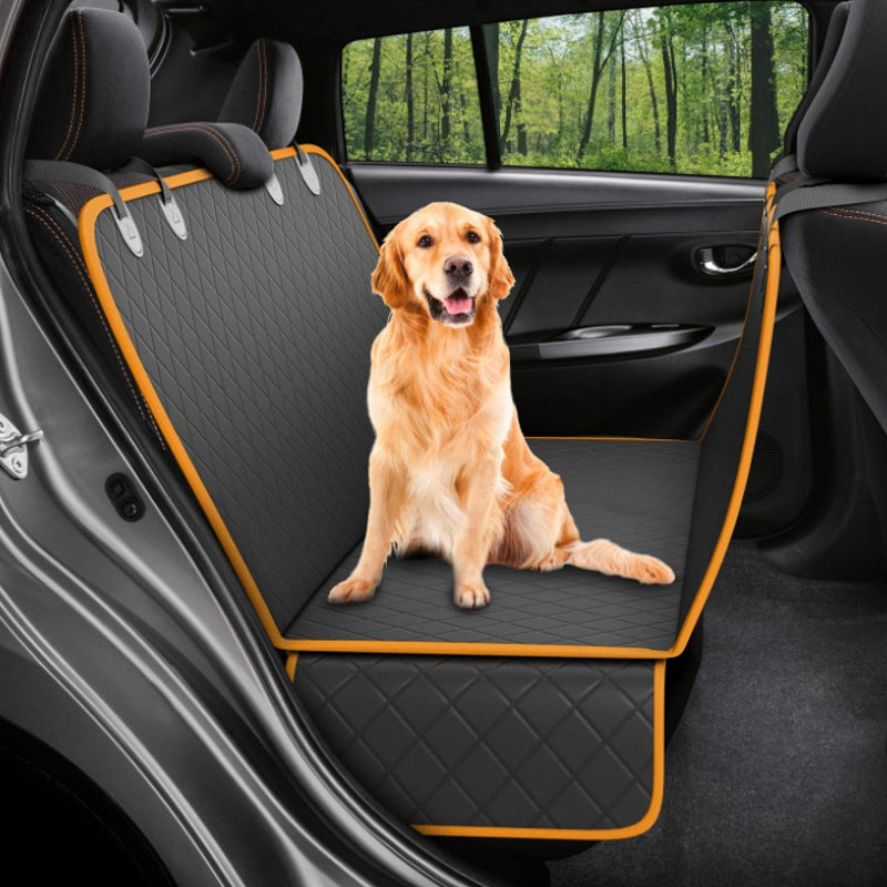 Dog Car Seat Cover with Mesh Window & Pockets