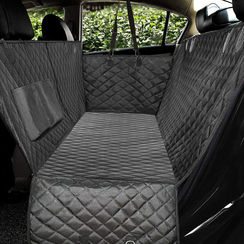 Dog Car Seat Cover with Mesh Window & Pockets