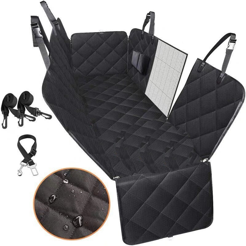 Dog Car Seat Cover with Mesh Window & Pockets