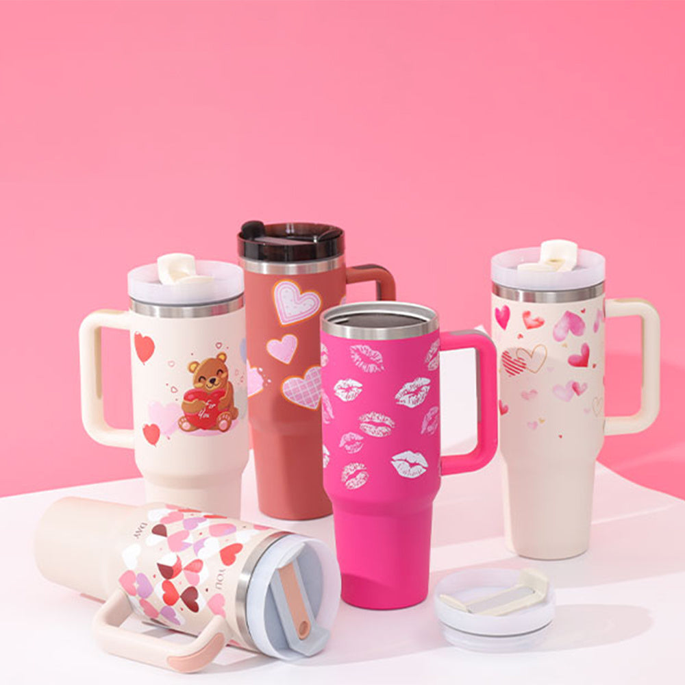 Stainless Steel Tumbler with Handle & Straw 40 Oz